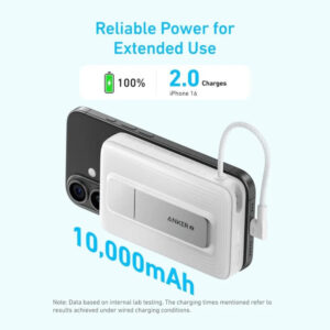 Anker Zolo 10000mAh Magnetic Power Bank | 30W Wired and 7.5W Wireless Charging | Built-in USB-C Cable | MagSafe-Compatible | Digital Display | Integrated Kickstand | A1685H21 - Image 3