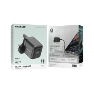 Green Lion Ultra Compact GaN Wall Charger UK Pin USB-C 20W With C to C - Image 2
