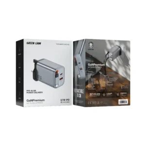 Green Lion GaN Premium UK Plug Wall Charger 67W PD - Image 2