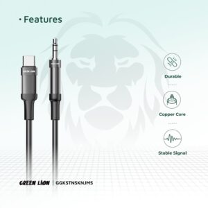 Green Lion USB-C to AUX Braided Cable 1M - Image 2