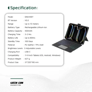 Green Lion Universal Smart Keyboard Case (Arabic & English) - Black - Image 5