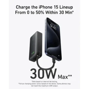 Anker Nano Power Bank (30W, Built-In USB-C Cable) Lightweight With for iPhone 16/15 Series, MacBook, Galaxy, iPad, and More - Image 3
